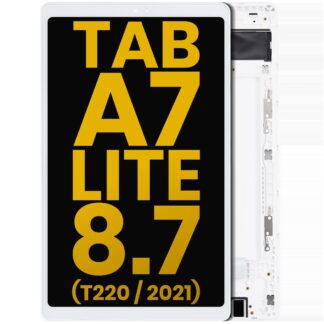 LCD Display mit Rahmen für Samsung Galaxy Tab A7 Lite 8.7" (2021) (T220) (WiFi Version) (professionell aufgearbeitet) (White (Weiß))