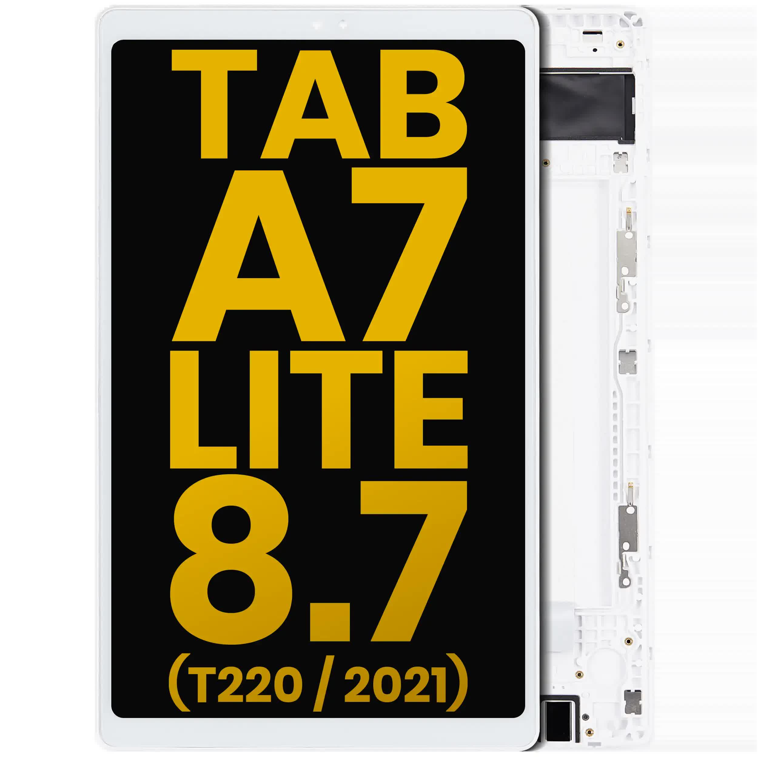 LCD Display mit Rahmen für Samsung Galaxy Tab A7 Lite 8.7" (2021) (T220) (WiFi Version) (professionell aufgearbeitet) (White (Weiß))