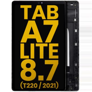 LCD Display mit Rahmen für Samsung Galaxy Tab A7 Lite 8.7" (2021) (T220) (WiFi Version) (professionell aufgearbeitet) (Black (Schwarz))