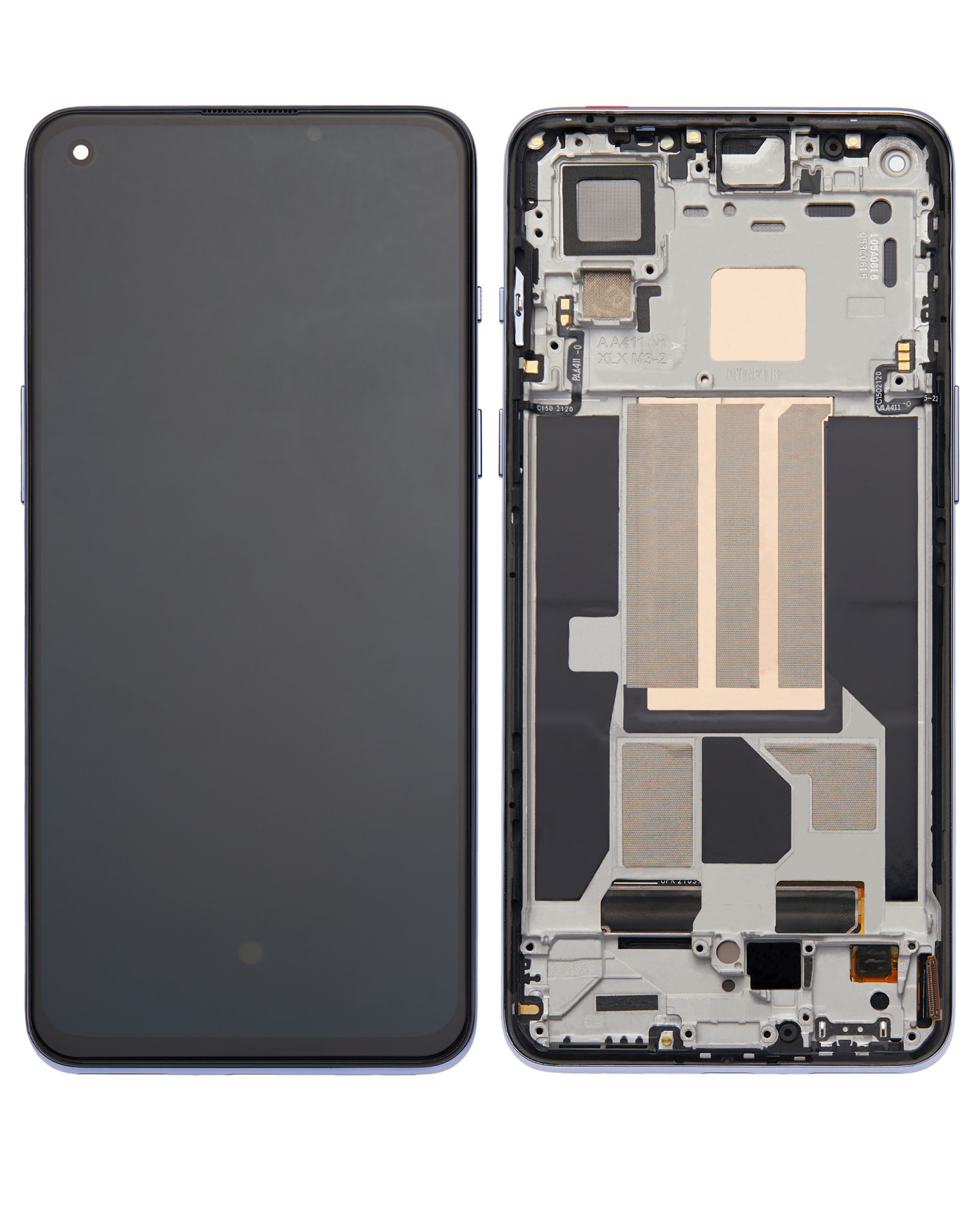 OLED Display mit Rahmen für OnePlus Nord 2 5G (professionell aufgearbeitet) (Gray Sierra) – Bild 2
