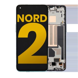 OLED Display mit Rahmen für OnePlus Nord 2 5G (professionell aufgearbeitet) (Gray Sierra)