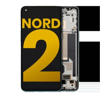OLED Display mit Rahmen für OnePlus Nord 2 5G (professionell aufgearbeitet) (Green Wood)