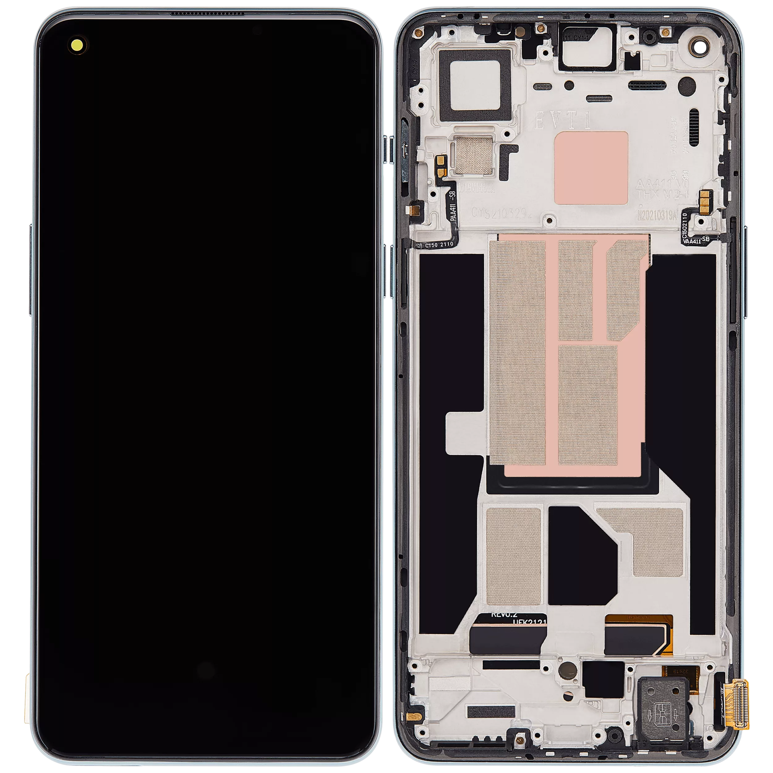 OLED Display mit Rahmen für OnePlus Nord 2 5G (Aftermarket Plus) (Blue Haze) – Bild 2
