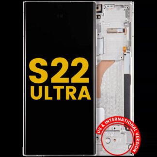OLED Display mit Rahmen für Samsung Galaxy S22 Ultra 5G (US & International Version) (professionell aufgearbeitet) (Phantom White)
