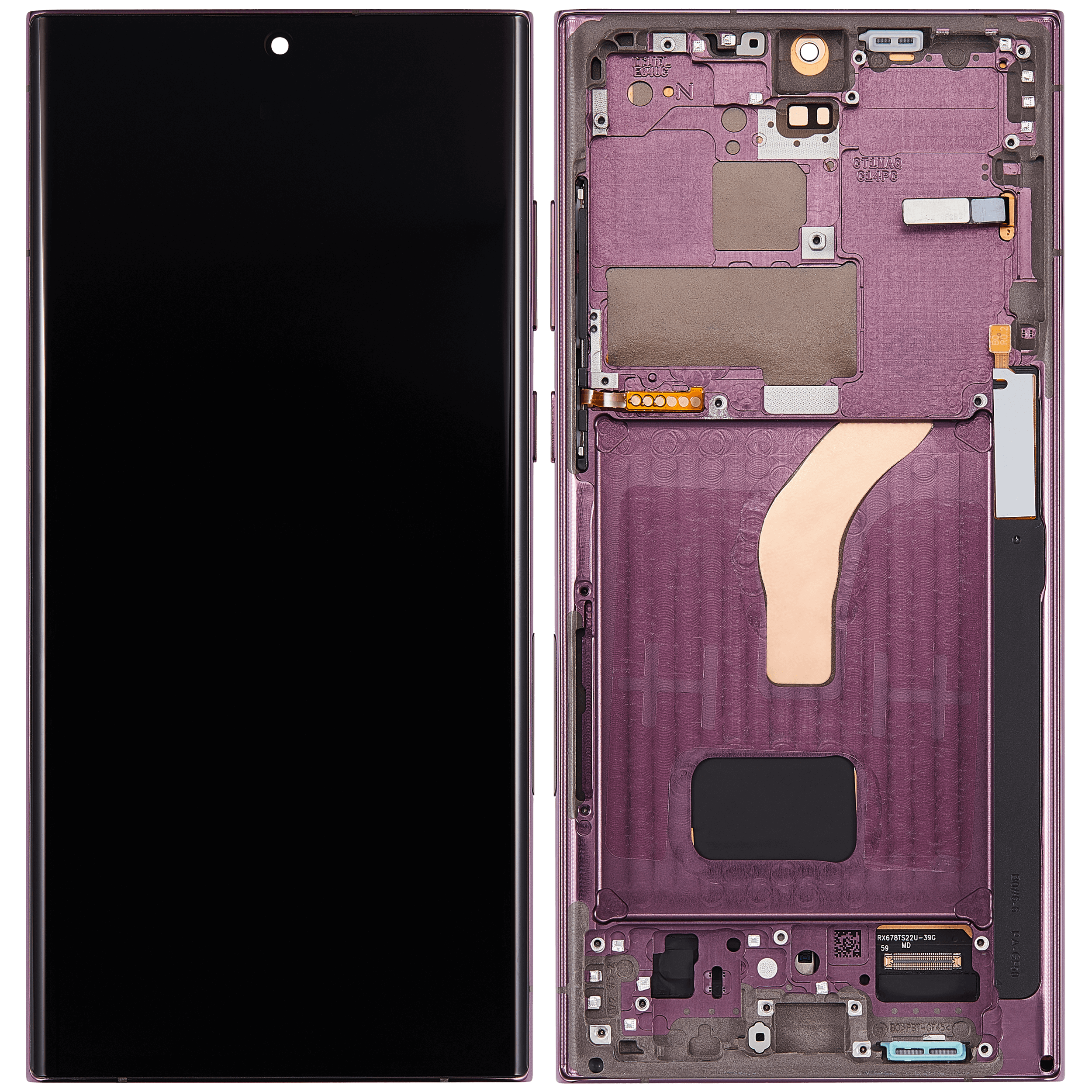 OLED Display mit Rahmen für Samsung Galaxy S22 Ultra 5G (US & International Version) (professionell aufgearbeitet) (Burgundy)