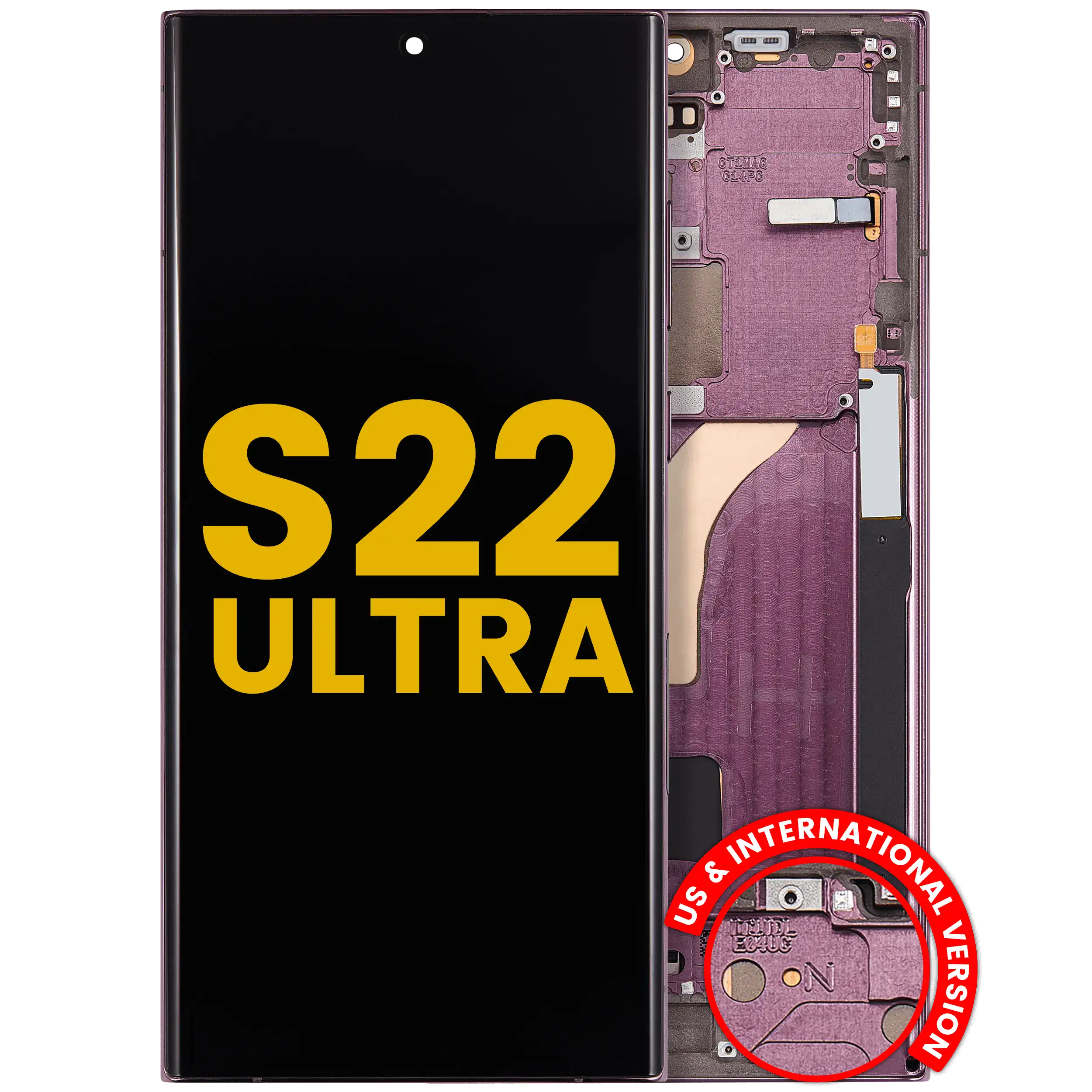 OLED Display mit Rahmen für Samsung Galaxy S22 Ultra 5G (US & International Version) (professionell aufgearbeitet) (Burgundy) – Bild 2