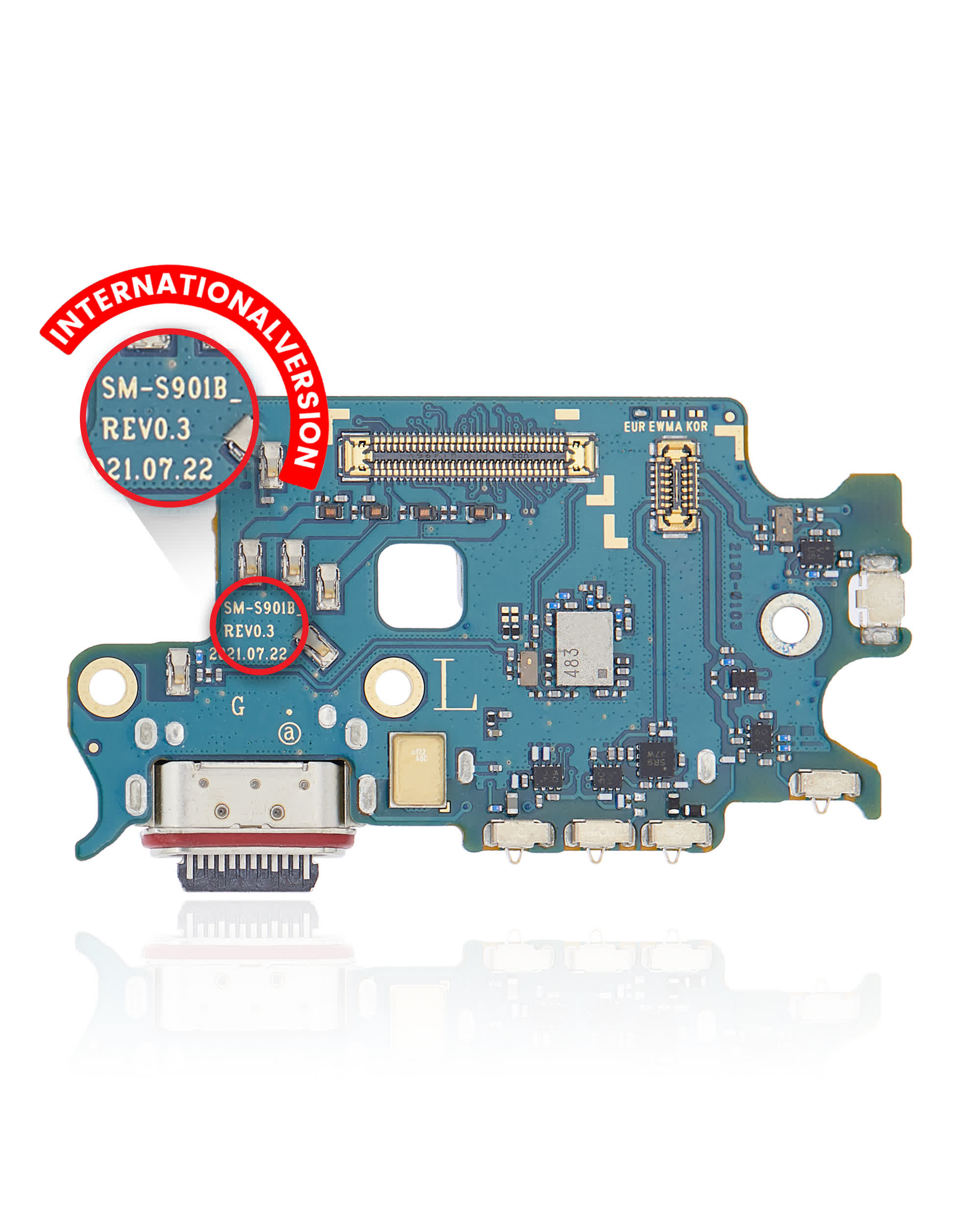 Ladebuchse mit SIM-Kartenleser für Samsung Galaxy S22 5G (S901B) (International Version) (Premium)