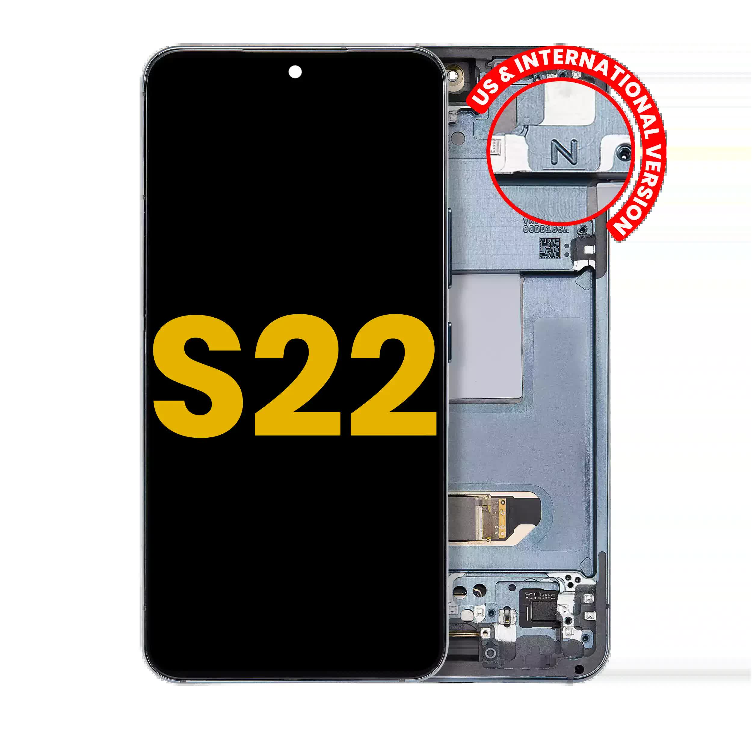 OLED Display mit Rahmen für Samsung Galaxy S22 5G (US & International Version) (professionell aufgearbeitet) (Green (Grün))