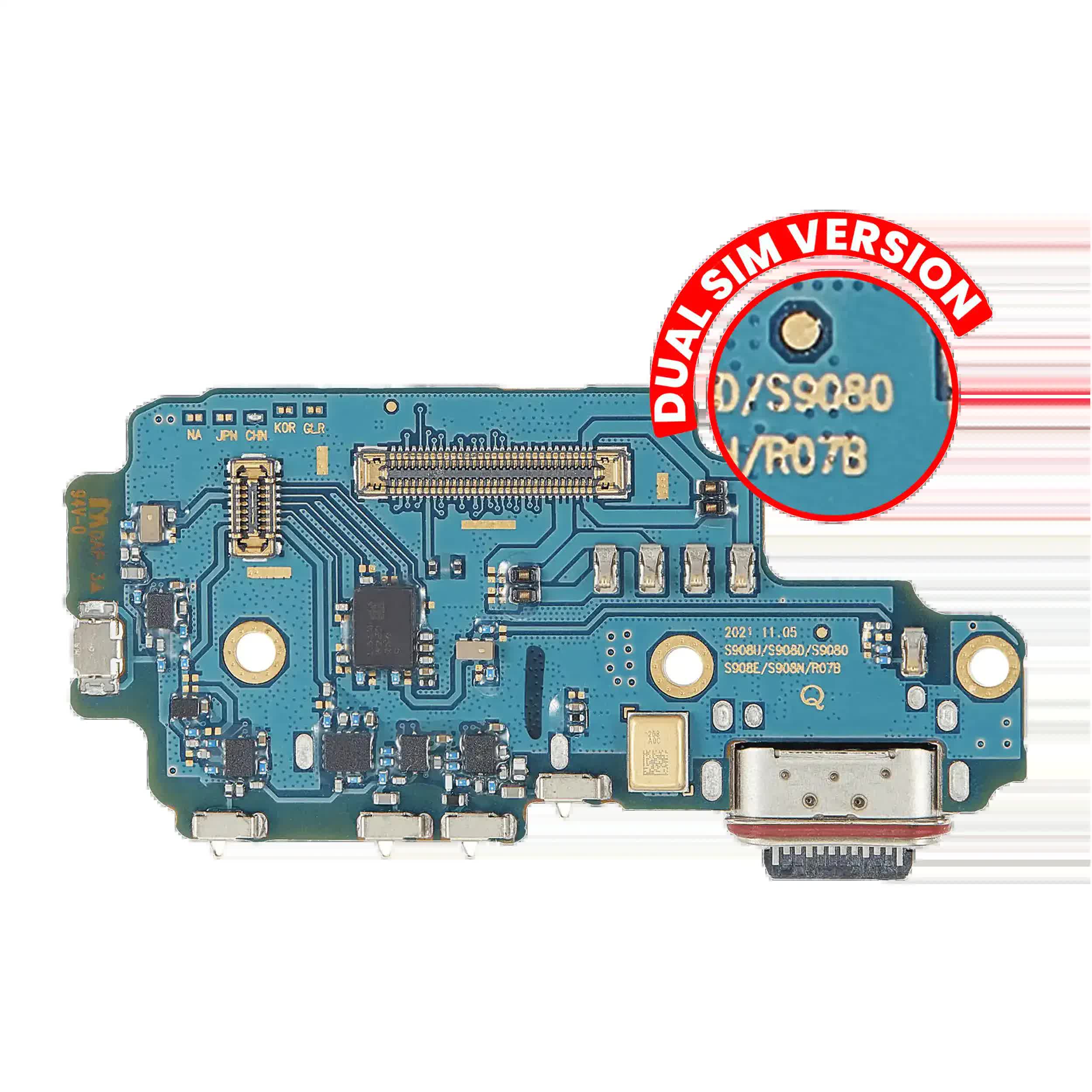 Ladebuchse mit SIM-Kartenleser für Samsung Galaxy S22 Ultra 5G (S9080) (Dual Sim Version) (Premium)