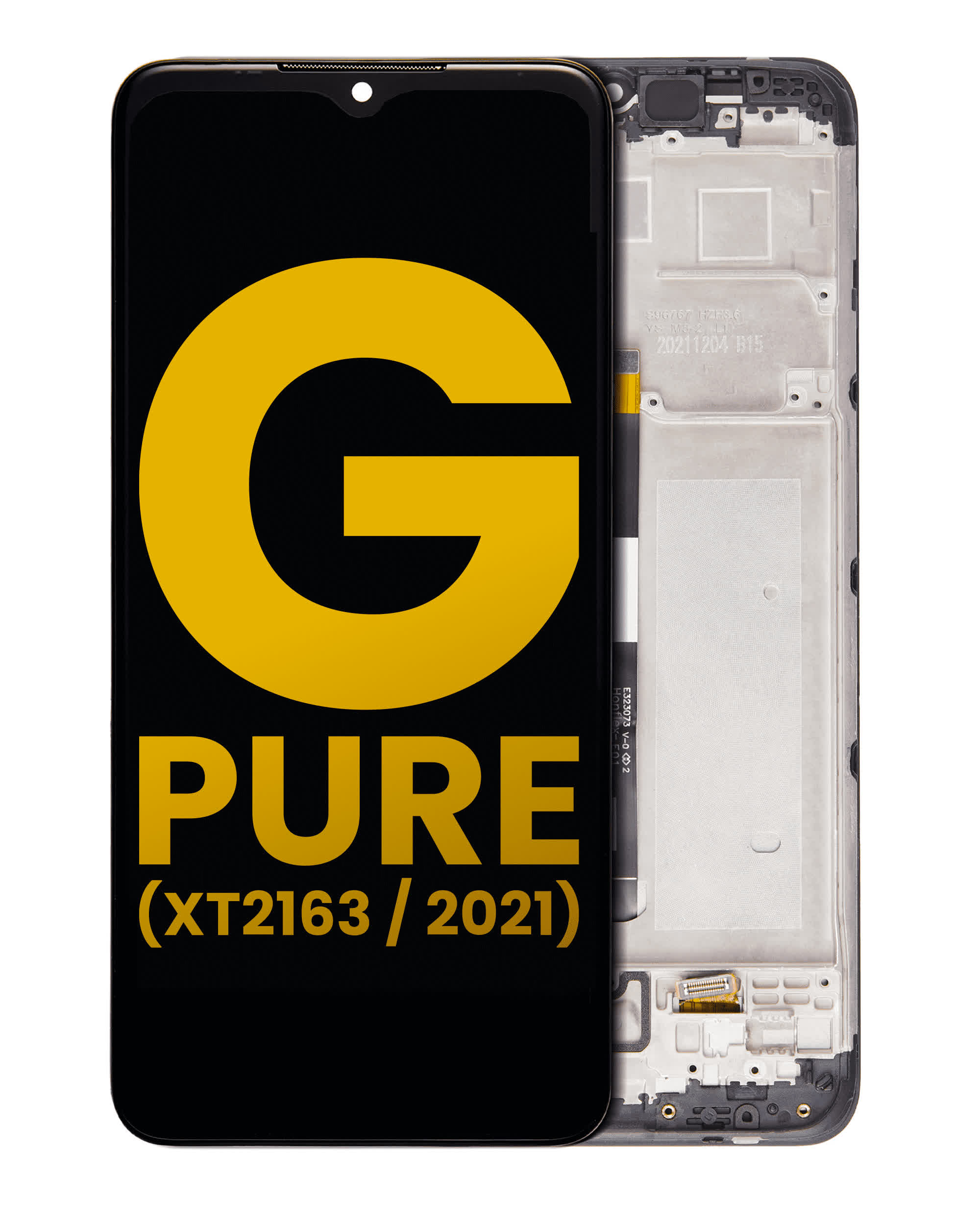 LCD Display mit Rahmen für Motorola Moto G Pure (XT2163 / 2021) (professionell aufgearbeitet)