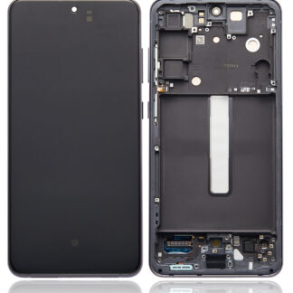 OLED Display mit Rahmen für Samsung Galaxy S21 FE 5G (US & International Version) (professionell aufgearbeitet) (Graphite)