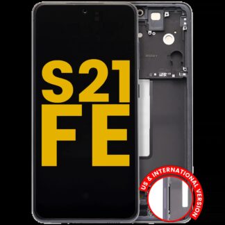 OLED Display mit Rahmen für Samsung Galaxy S21 FE 5G (US & International Version) (professionell aufgearbeitet) (Graphite)