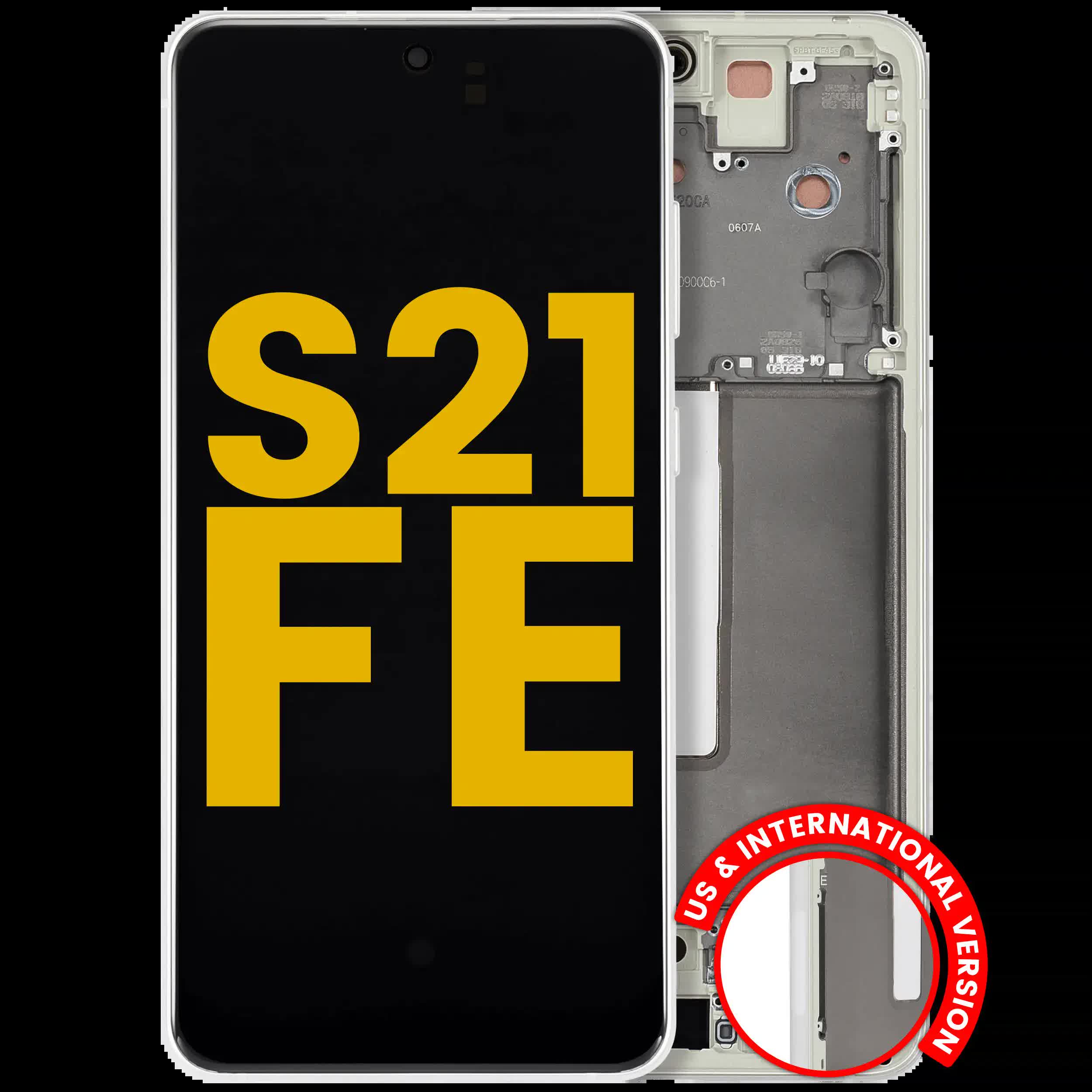 OLED Display mit Rahmen für Samsung Galaxy S21 FE 5G (US & International) (professionell aufgearbeitet) (Olive Green)