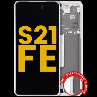 OLED Display mit Rahmen für Samsung Galaxy S21 FE 5G (US & International) (professionell aufgearbeitet) (White (Weiß))