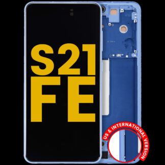 OLED Display mit Rahmen für Samsung Galaxy S21 FE 5G (US & International) (professionell aufgearbeitet) (Blue (Blau))