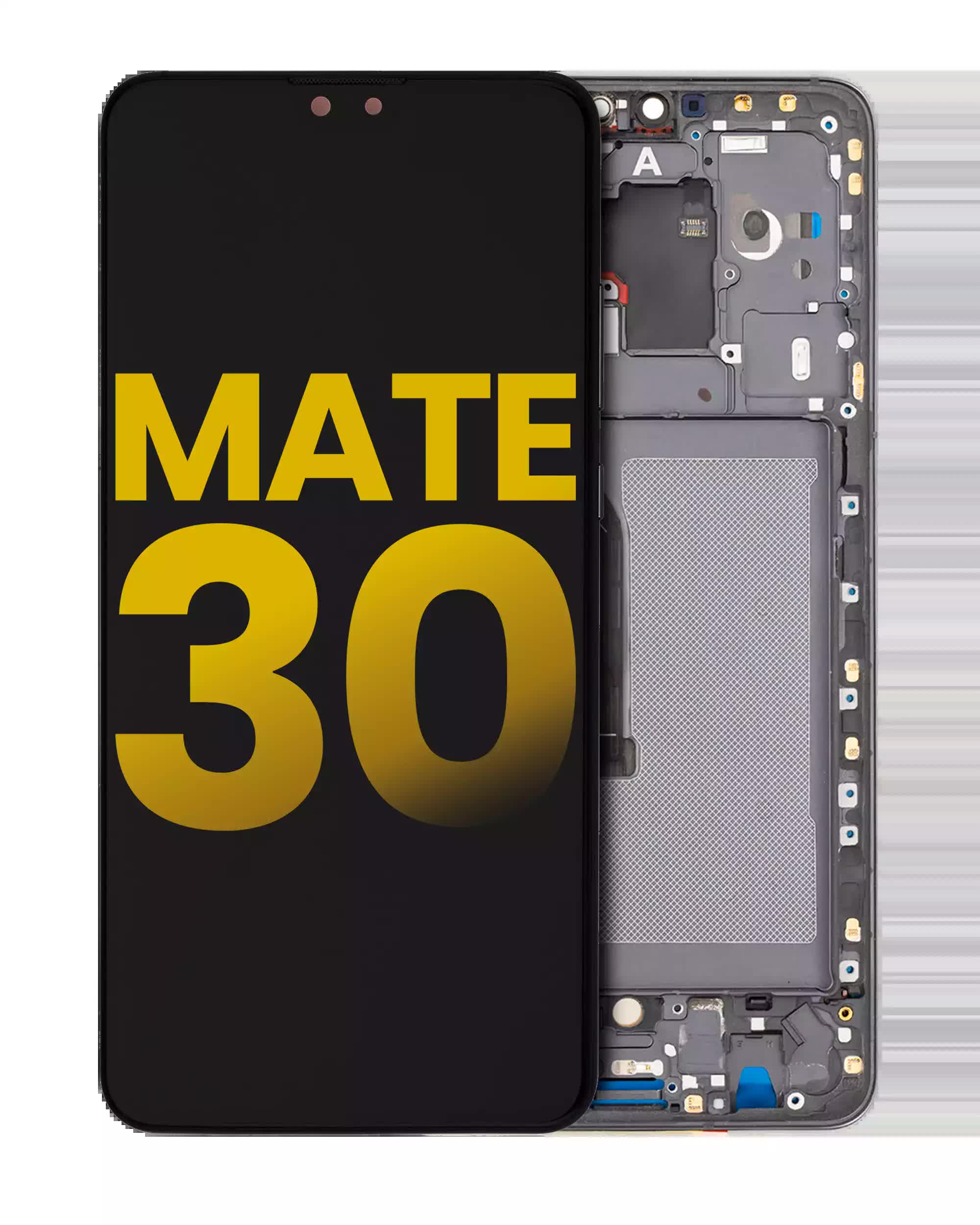 LCD Display mit Rahmen für Huawei Mate 30 (professionell aufgearbeitet) (Black (Schwarz))