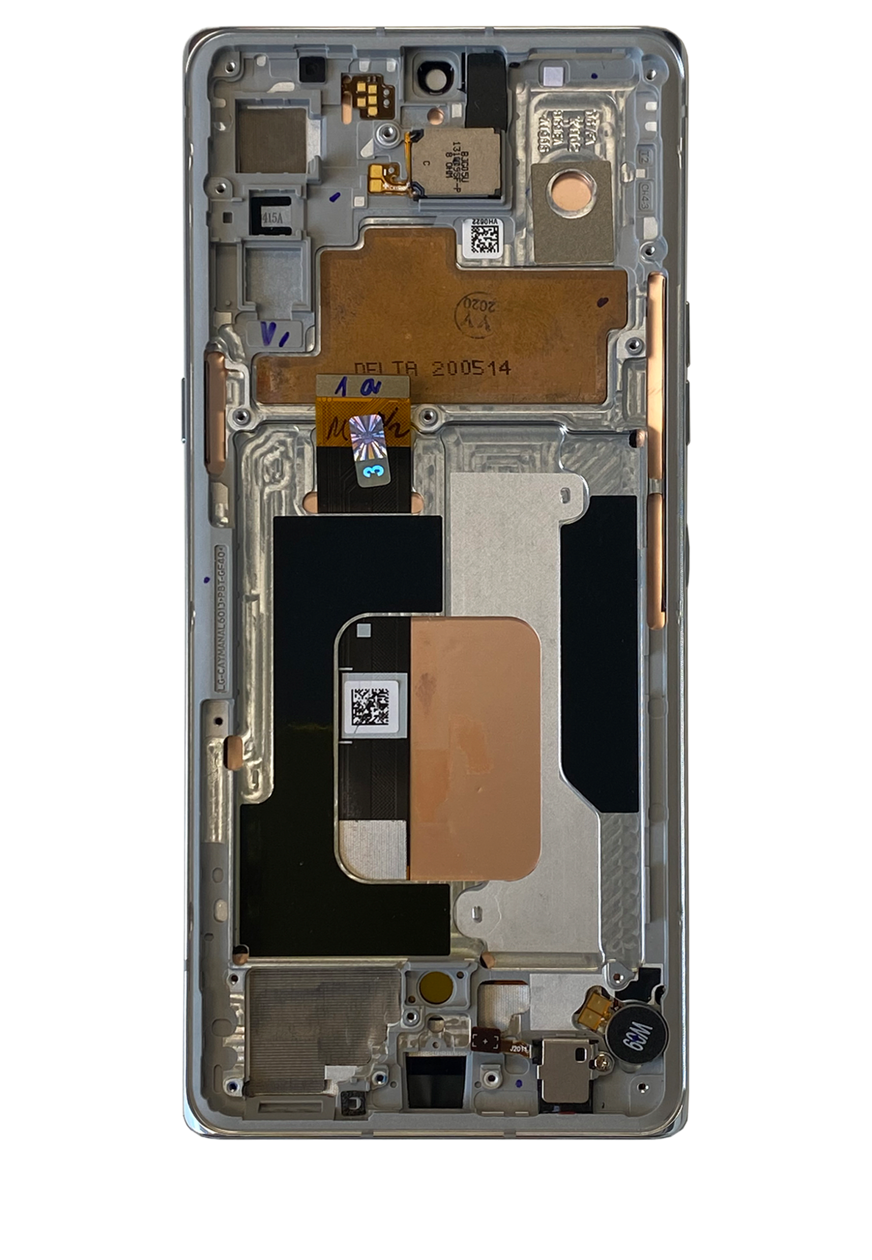 OLED Display mit Rahmen für LG Velvet 5G (Non-Verizon 5G UW Rahmen) (professionell aufgearbeitet) (Silver (Silber)) – Bild 3
