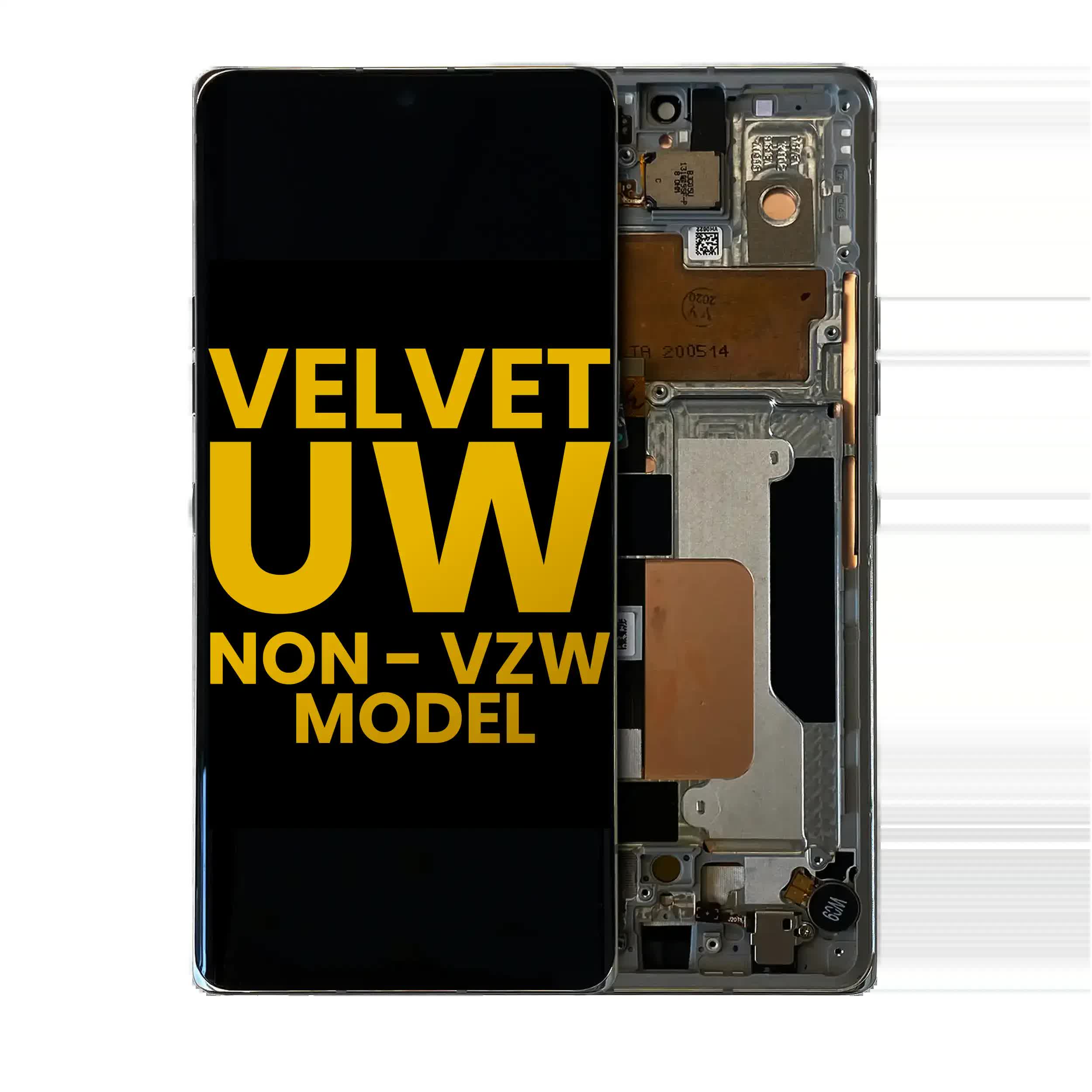 OLED Display mit Rahmen für LG Velvet 5G (Non-Verizon 5G UW Rahmen) (professionell aufgearbeitet) (Gray (Grau))