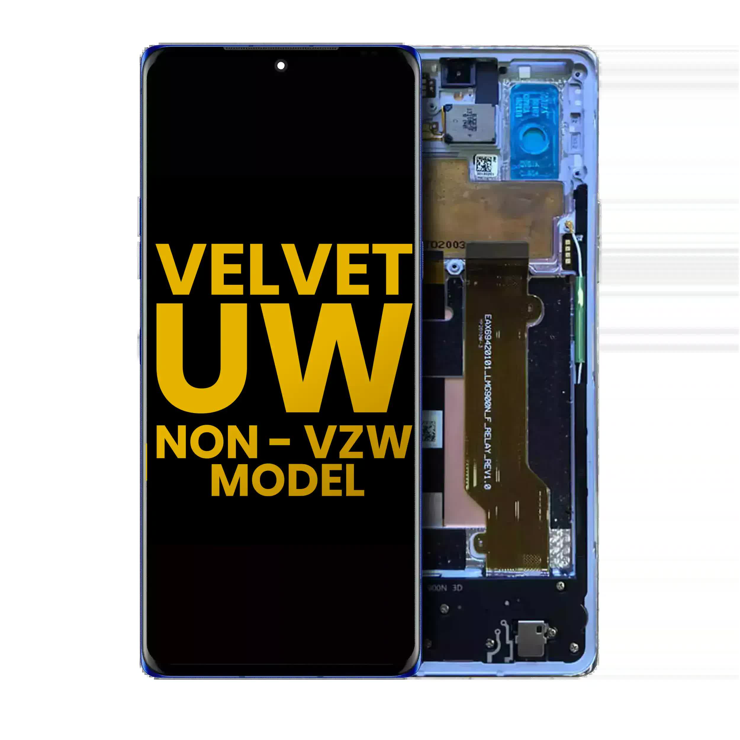 OLED Display mit Rahmen für LG Velvet 5G (Non-Verizon 5G UW Rahmen) (professionell aufgearbeitet) (Blue (Blau))