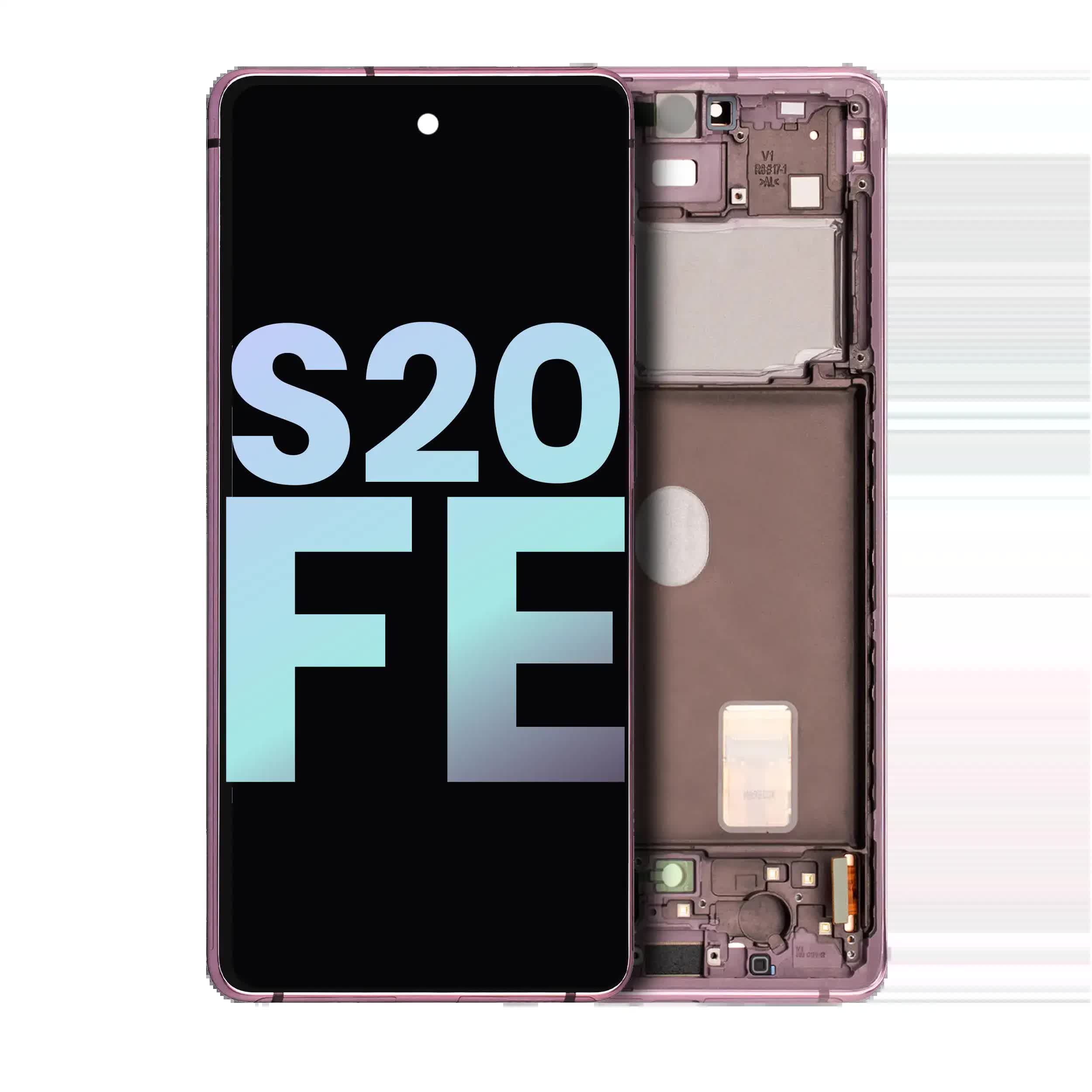 OLED Display mit Rahmen für Samsung Galaxy S20 FE 4G / 5G (Service Pack) (Cloud Lavender)