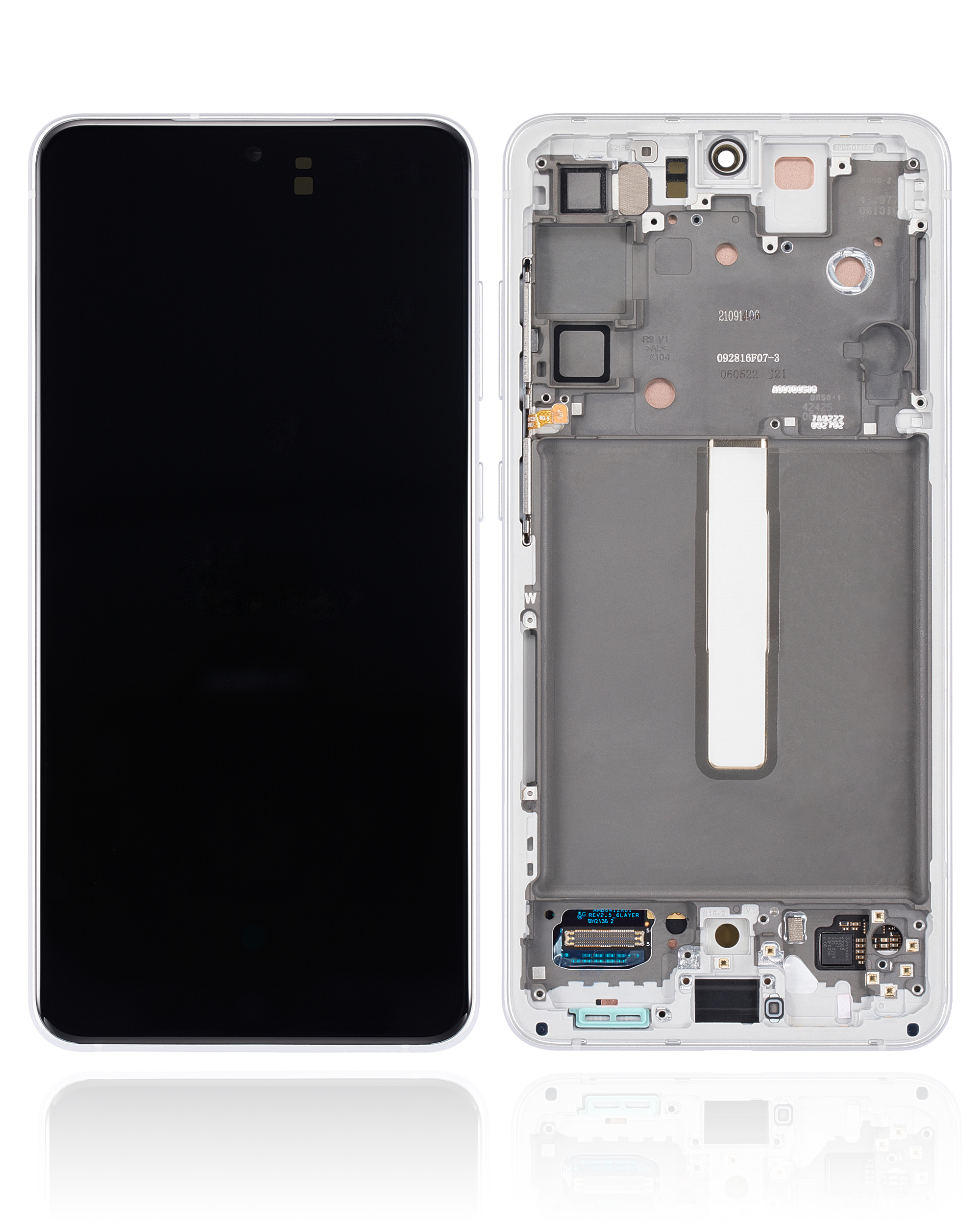 OLED Display mit Rahmen für Samsung Galaxy S21 FE 5G (US & International Version) (Service Pack) (White (Weiß)) – Bild 2