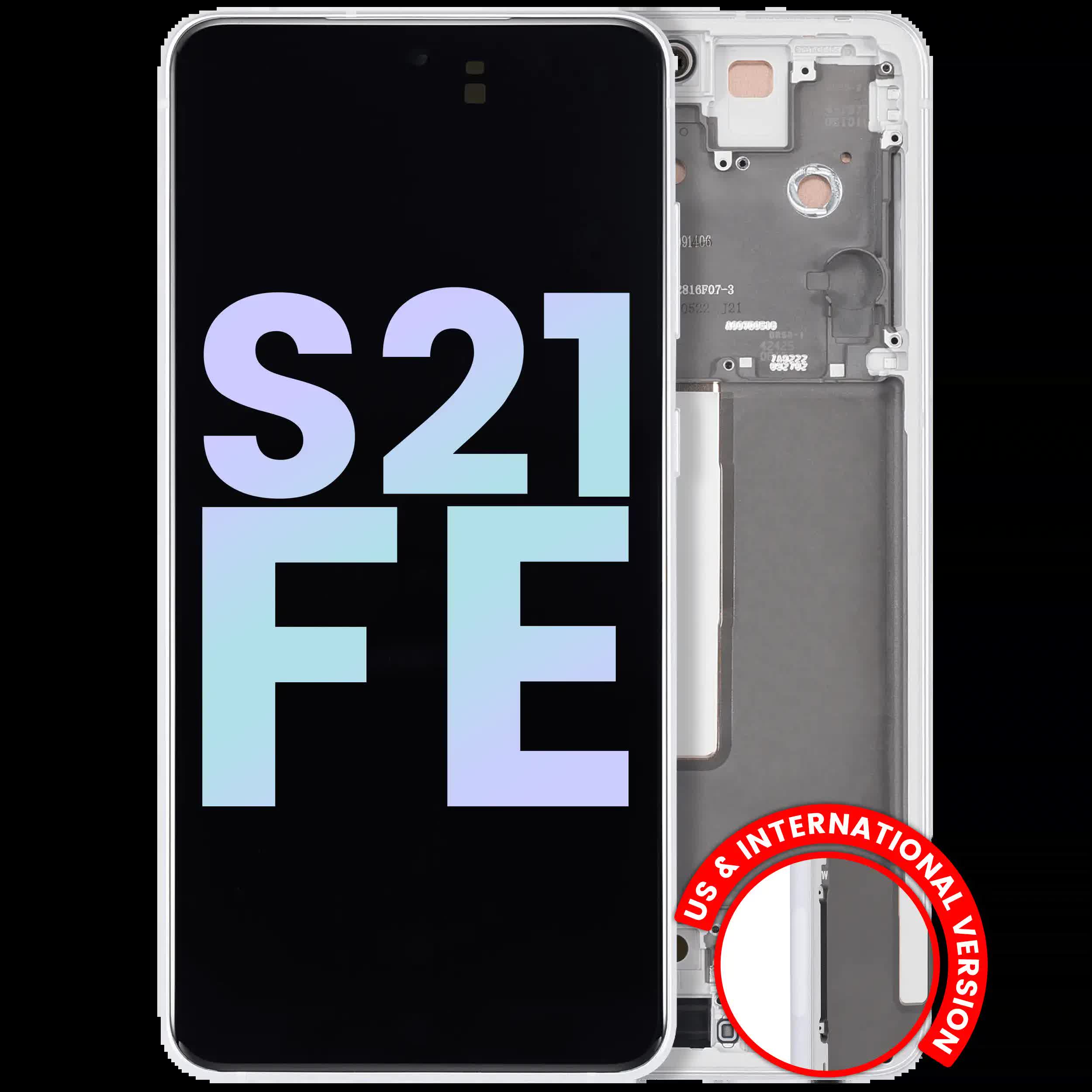 OLED Display mit Rahmen für Samsung Galaxy S21 FE 5G (US & International Version) (Service Pack) (White (Weiß))