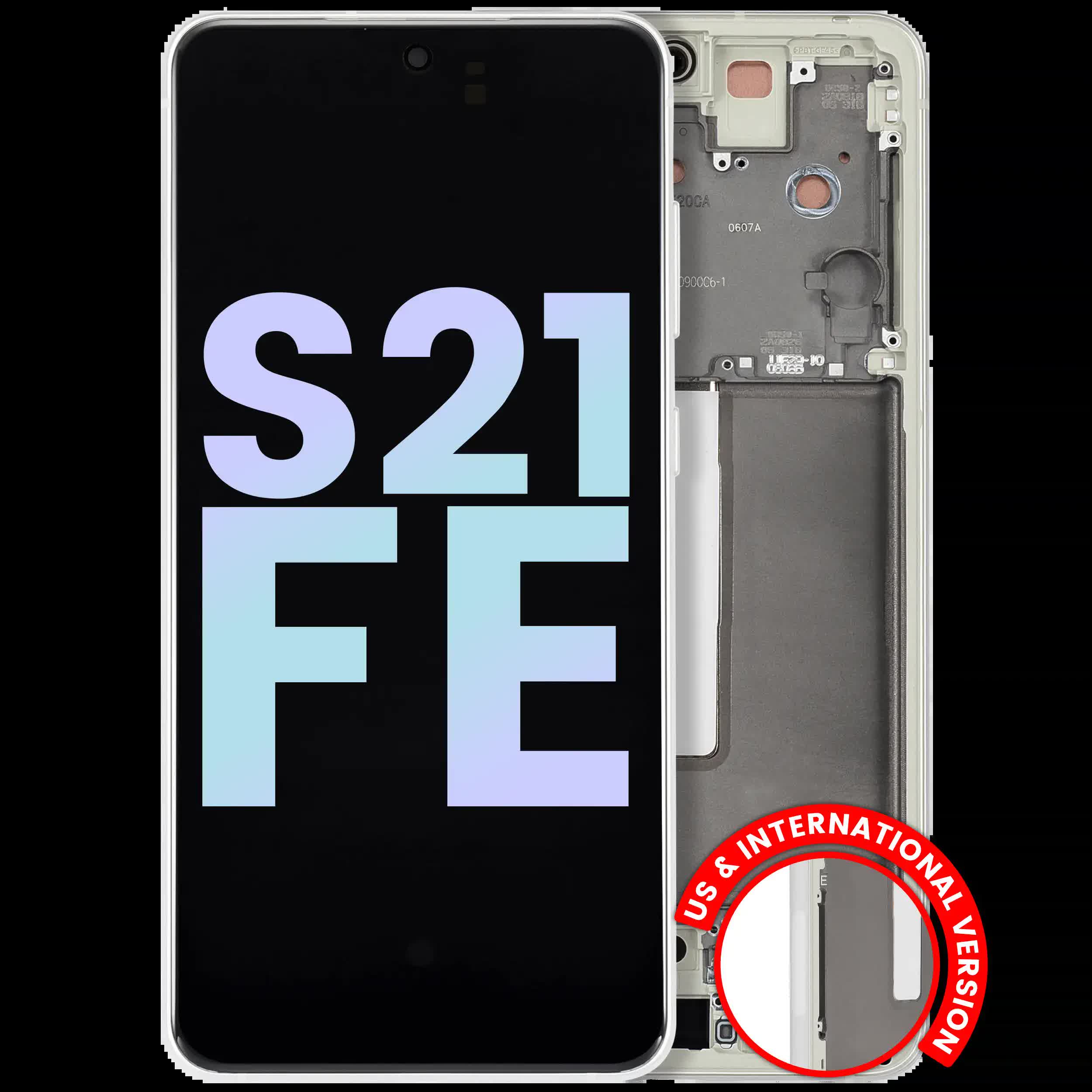 OLED Display mit Rahmen für Samsung Galaxy S21 FE 5G (US & International Version) (Service Pack) (Olive Green)