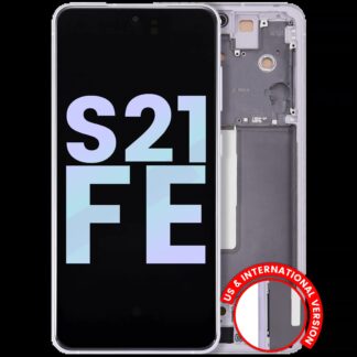 OLED Display mit Rahmen für Samsung Galaxy S21 FE 5G (US & International Version) (Service Pack) (Lavender)