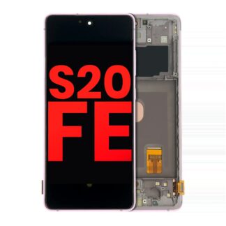 OLED Display mit Rahmen für Samsung Galaxy S20 FE 4G / 5G (Aftermarket Plus) (Cloud Lavender)