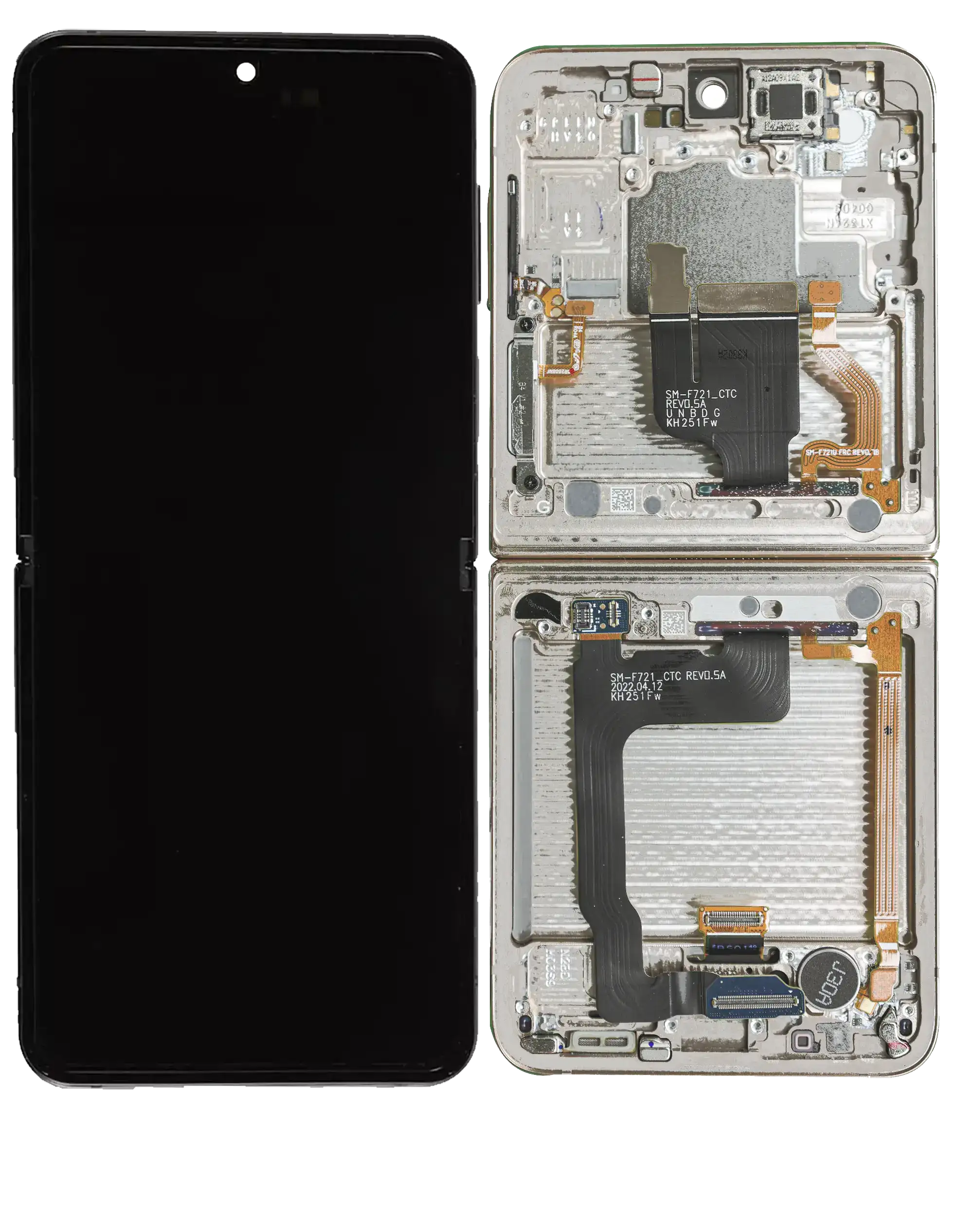 Inner OLED Display mit Rahmen für Samsung Galaxy Z Flip 4 5G (US & International) (Service Pack) (White (Weiß)) – Bild 4