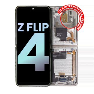 Inner OLED Display mit Rahmen für Samsung Galaxy Z Flip 4 5G (US & International) (Service Pack) (White (Weiß))