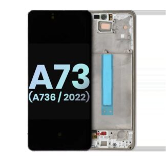 OLED Display mit Rahmen für Samsung Galaxy A73 5G (A736 / 2022) (Service Pack) (White (Weiß))