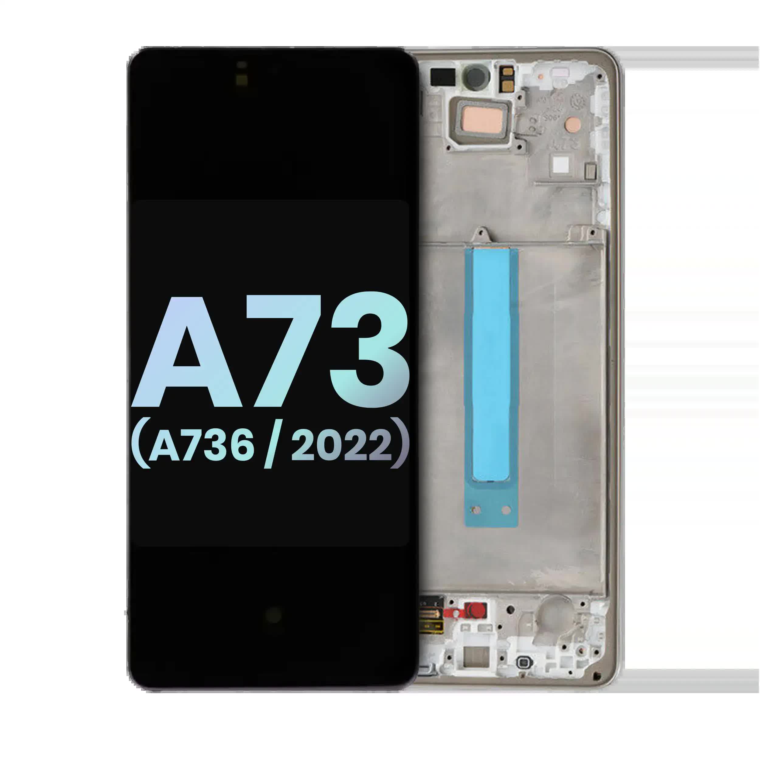 OLED Display mit Rahmen für Samsung Galaxy A73 5G (A736 / 2022) (Service Pack) (White (Weiß))