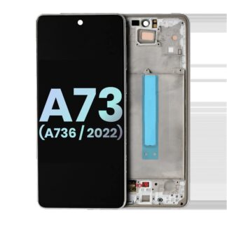 OLED Display mit Rahmen für Samsung Galaxy A73 5G (A736 / 2022) (Service Pack) (Gray (Grau))