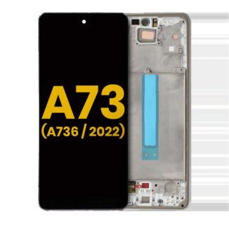 OLED Display mit Rahmen für Samsung Galaxy A73 5G (A736 / 2022) (professionell aufgearbeitet) (White (Weiß))