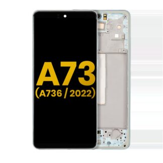 OLED Display mit Rahmen für Samsung Galaxy A73 5G (A736 / 2022) (professionell aufgearbeitet) (Mint)