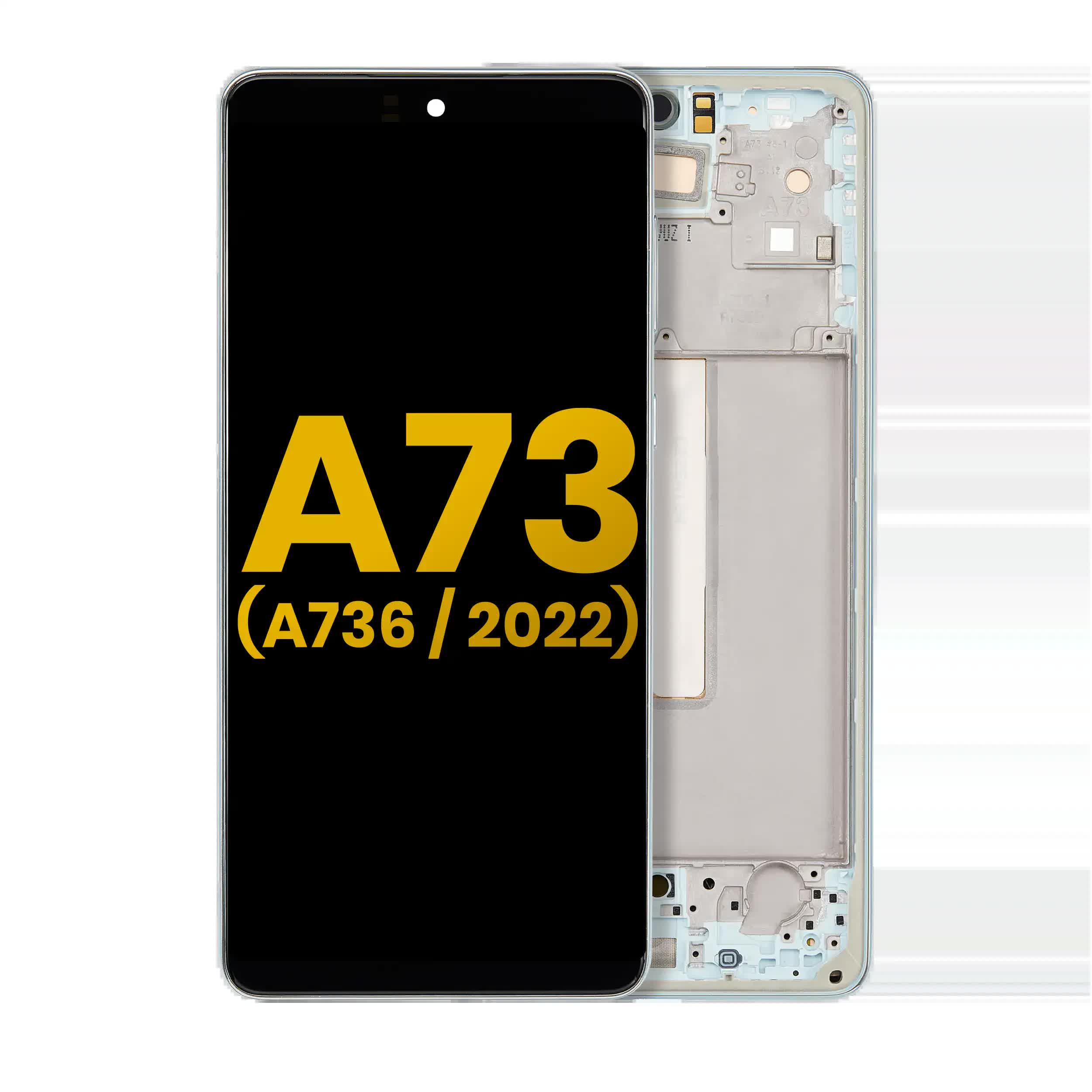 OLED Display mit Rahmen für Samsung Galaxy A73 5G (A736 / 2022) (professionell aufgearbeitet) (Mint)