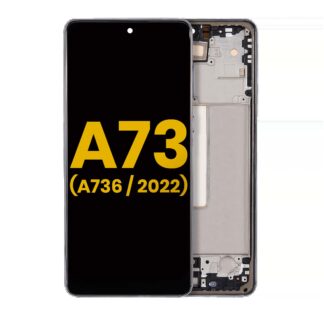 OLED Display mit Rahmen für Samsung Galaxy A73 5G (A736 / 2022) (professionell aufgearbeitet) (Gray (Grau))
