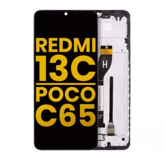 LCD Display mit Rahmen für Xiaomi Redmi 13C 4G / Xiaomi Poco C65 (professionell aufgearbeitet)