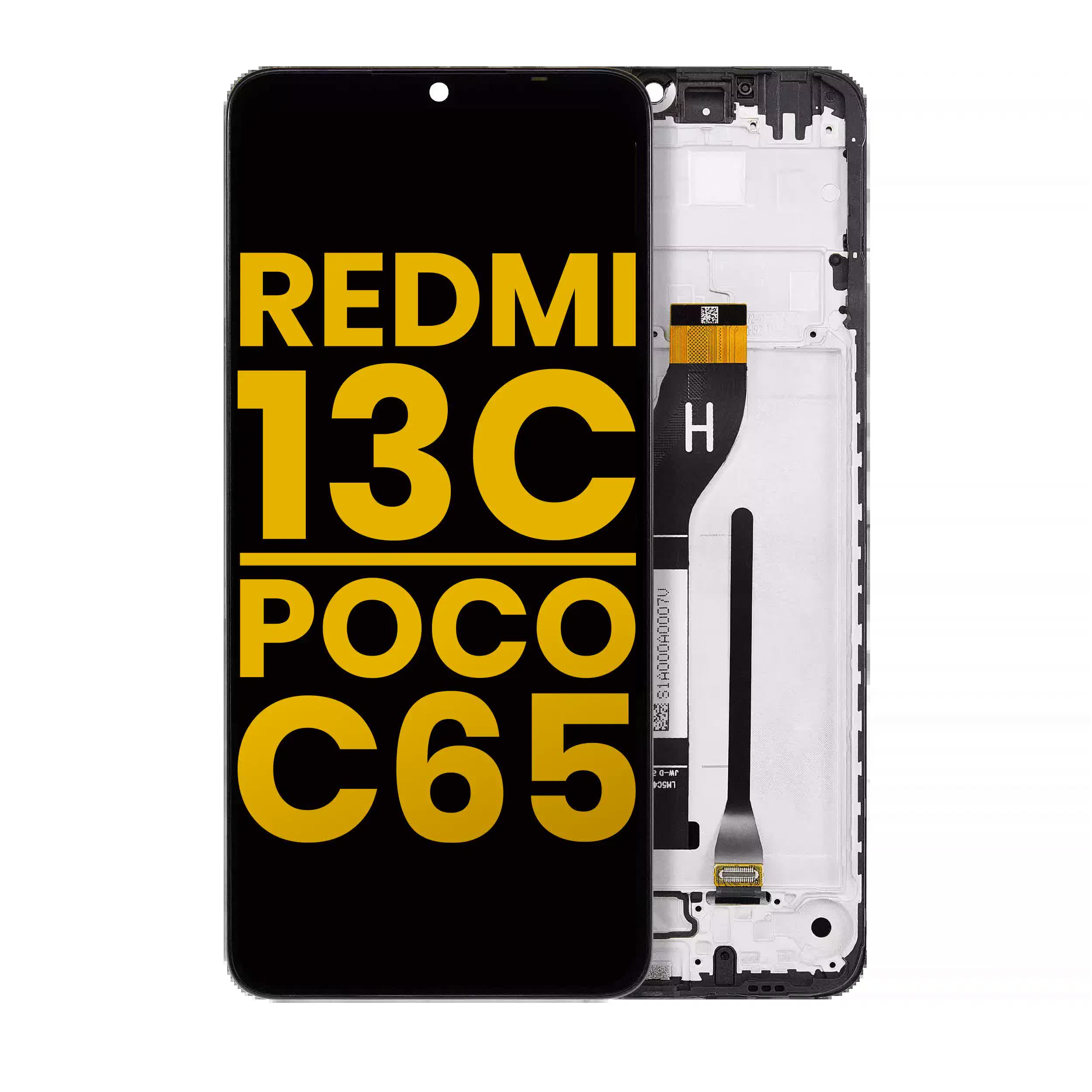 LCD Display mit Rahmen für Xiaomi Redmi 13C 4G / Xiaomi Poco C65 (professionell aufgearbeitet)