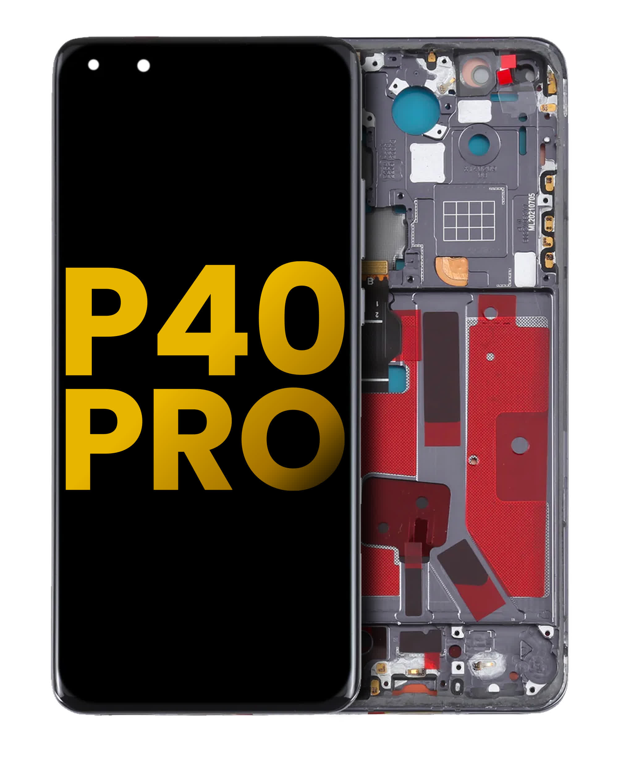 OLED Display mit Rahmen für Huawei P40 Pro (professionell aufgearbeitet) (Black (Schwarz))