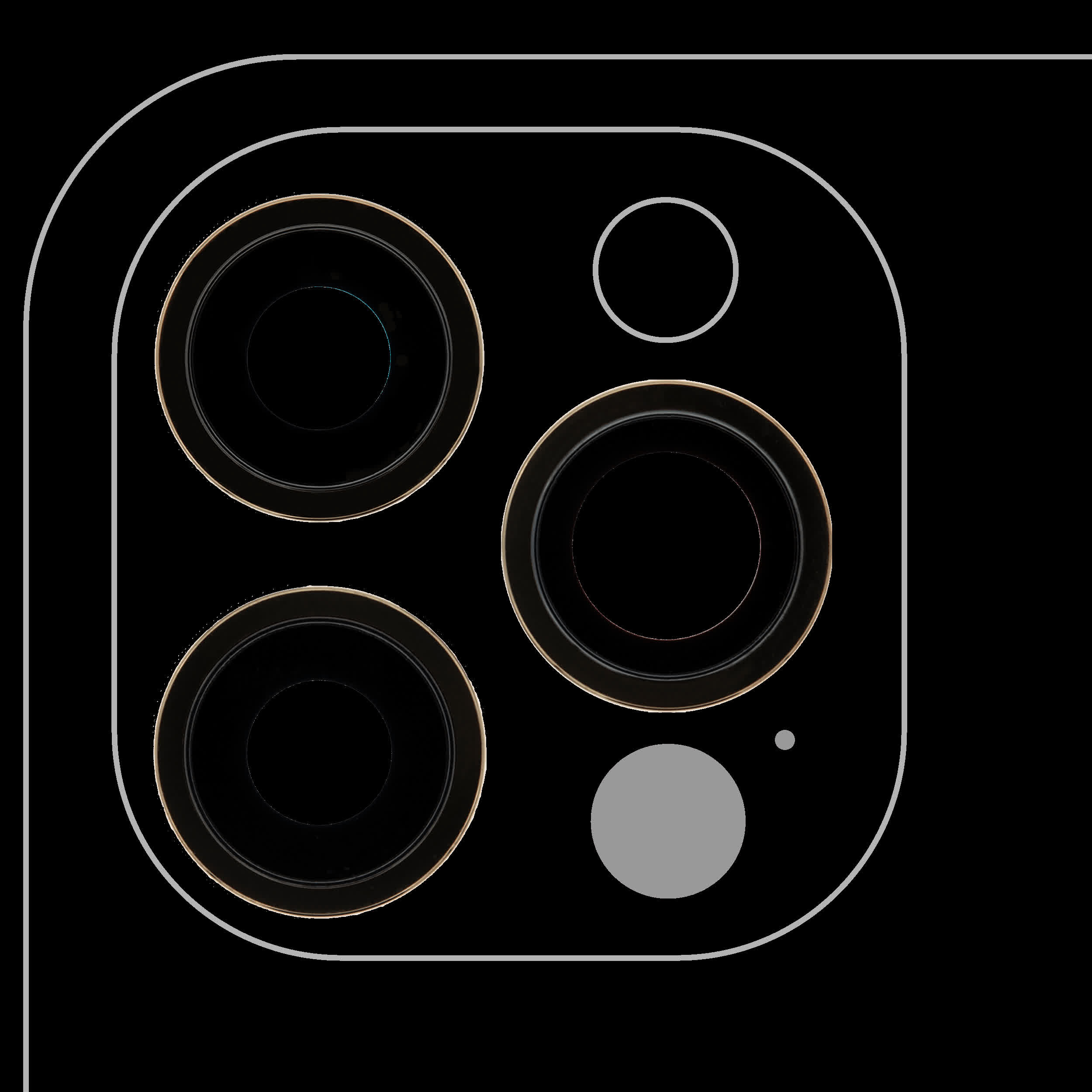 Rückkamera-Glas mit Halterung und Blende für iPhone 12 Pro (3-teiliges Set) (Aftermarket Plus) (Gold)
