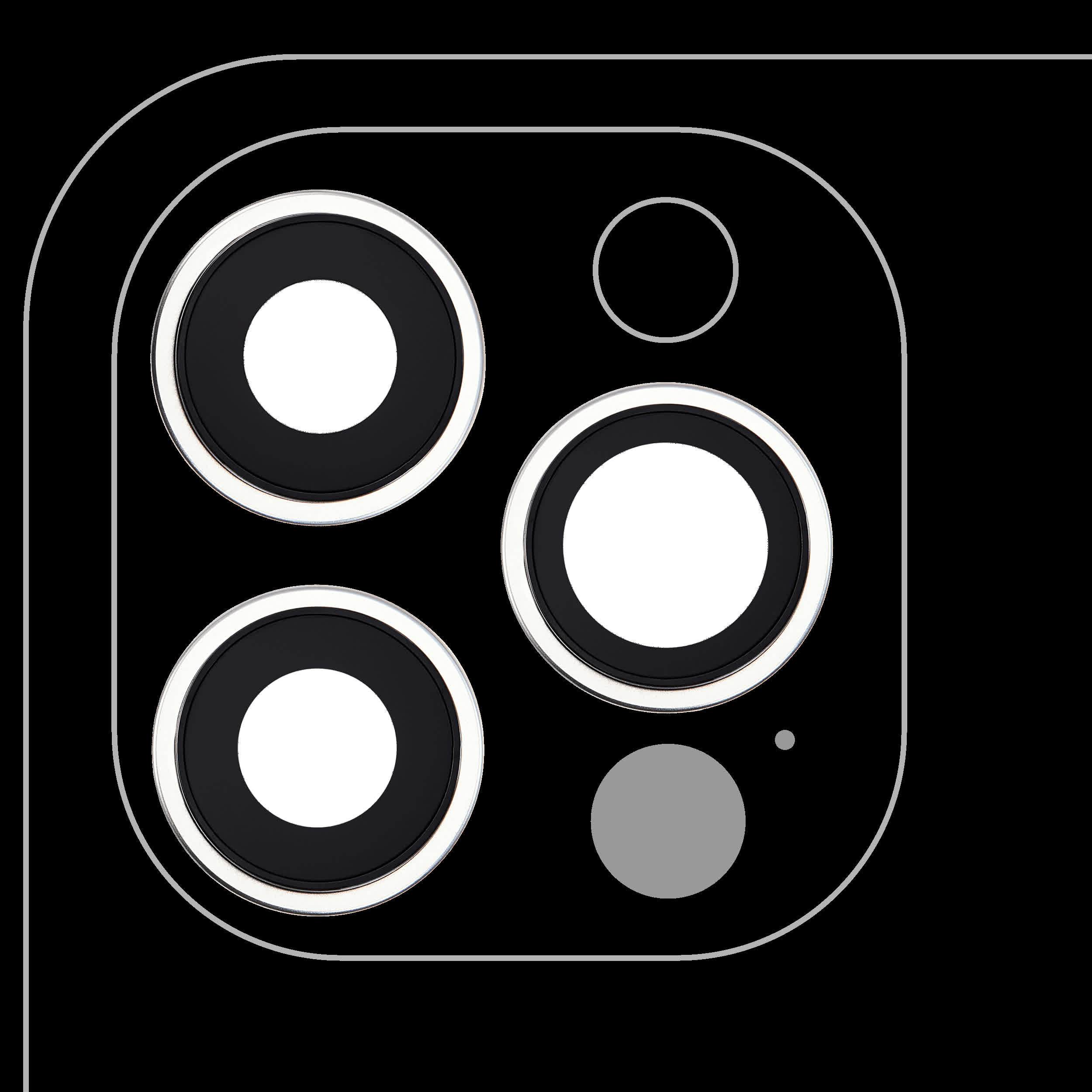 Rückkamera-Glas mit Halterung und Blende für iPhone 12 Pro (3-teiliges Set) (Aftermarket Plus) (Silver (Silber))