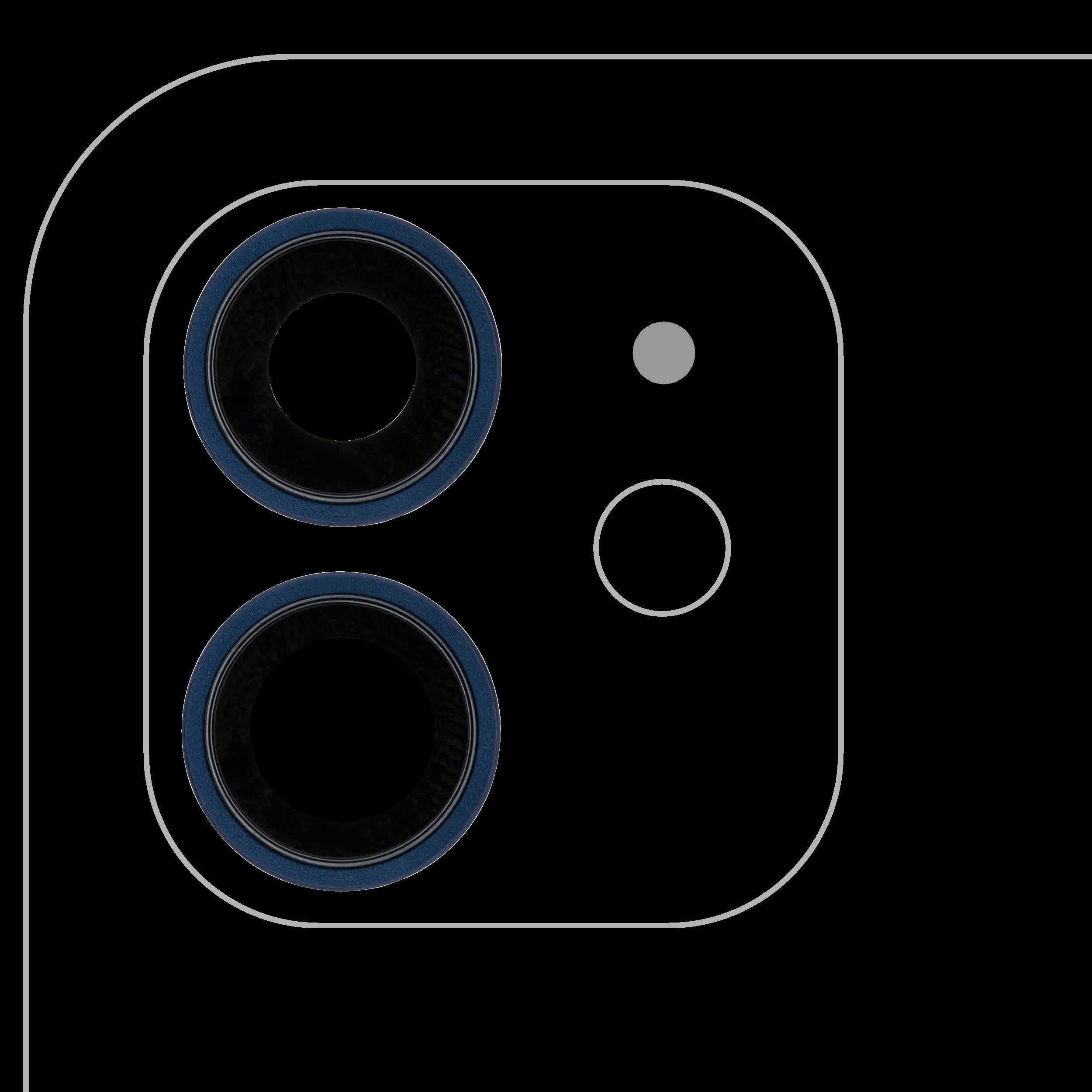 Rückkamera-Glas mit Halterung und Blende für iPhone 12 / 12 Mini (Aftermarket Plus) (Blue (Blau)) (10er-Pack)