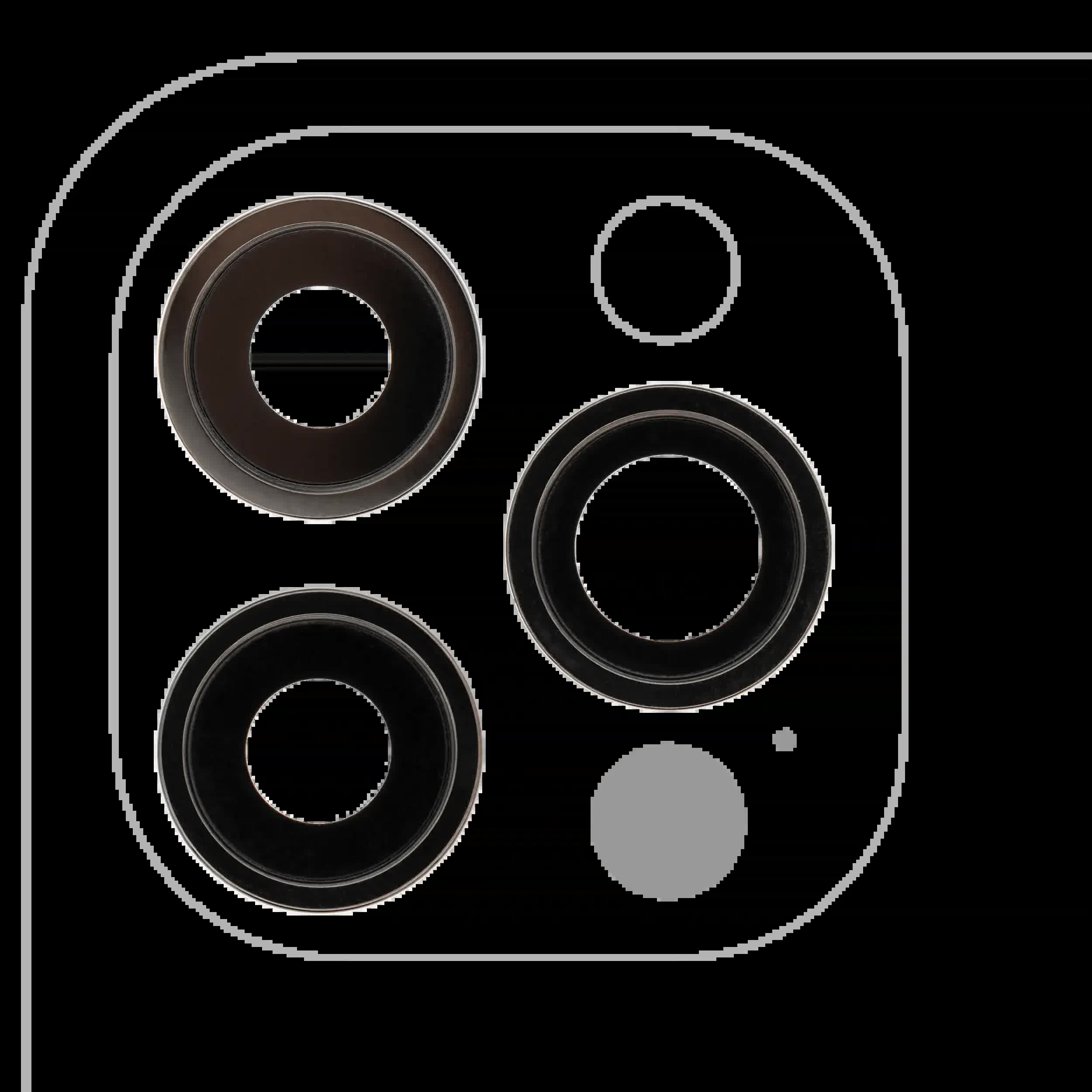 Rückkamera-Glas mit Halterung und Blende für iPhone 12 Pro (3-teiliges Set) (Real Sapphire) (Premium) (Graphite)