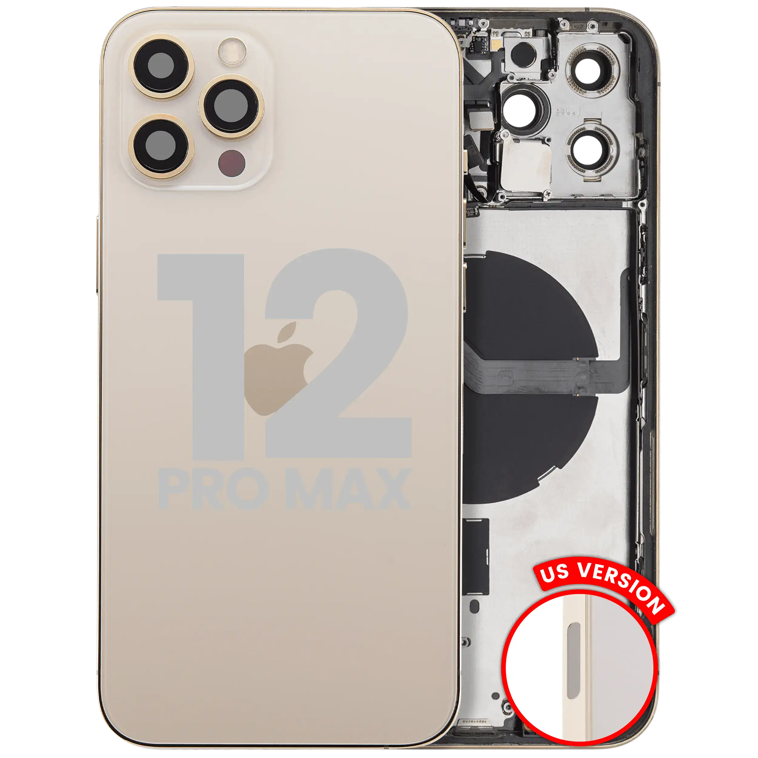 Rückgehäuse mit Kleinteilen für iPhone 12 Pro Max (EU / globale Version) (ausgebautes Originalteil: Grade C) (Silver (Silber)) – Bild 3