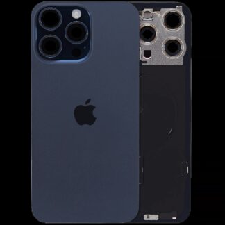 Rückglas mit MagSafe Magnet & NFC & Taschenlampen-Flexkabel für iPhone 15 Pro Max (Original) (Blue Titanium)