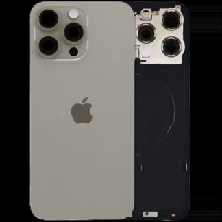 Rückglas mit MagSafe Magnet & NFC & Taschenlampen-Flexkabel für IPhone 15 Pro Max (Original) (Natural Titanium)