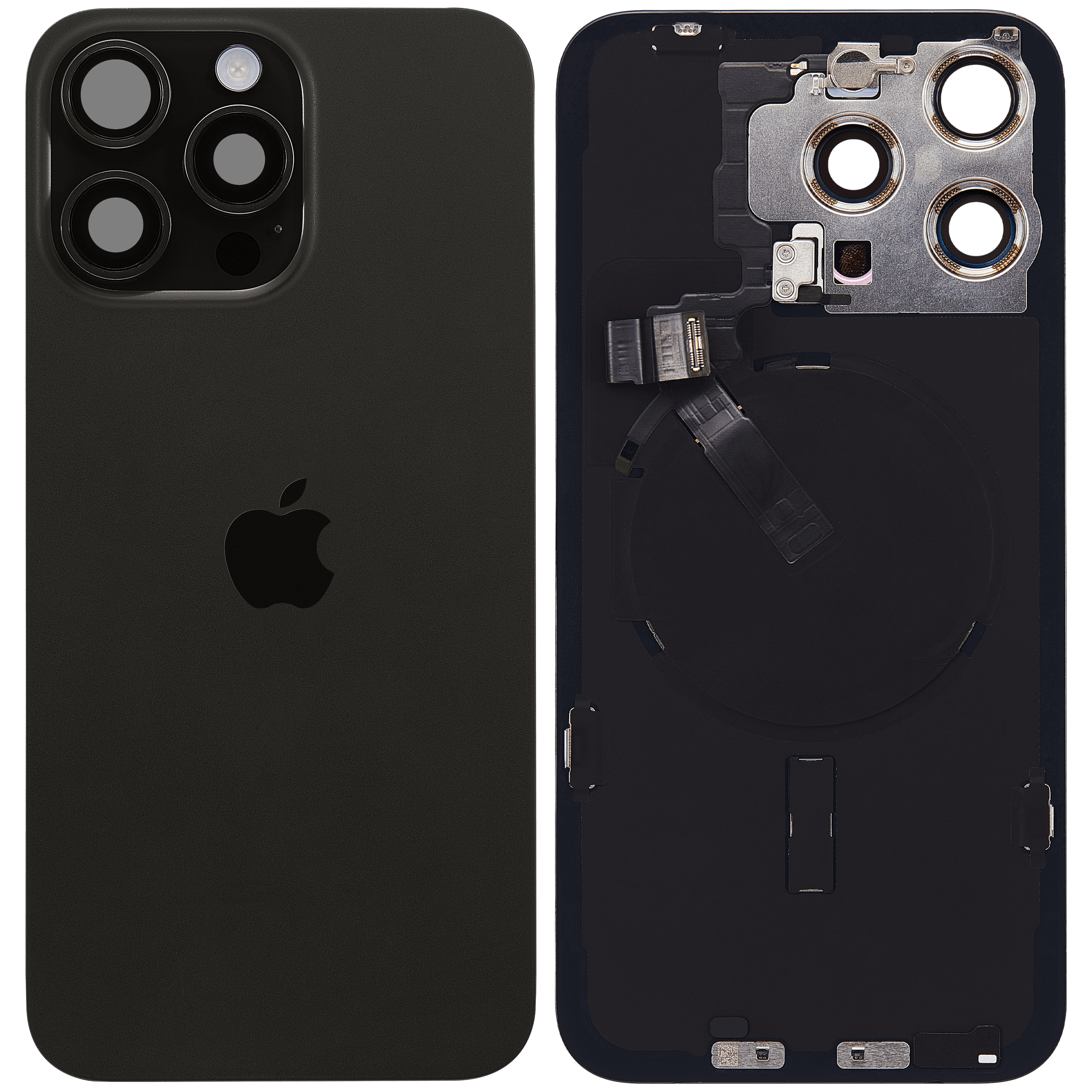Rückglas mit MagSafe Magnet & NFC & Taschenlampen-Flexkabel für IPhone 15 Pro Max (Original) (Black Titanium) – Bild 2