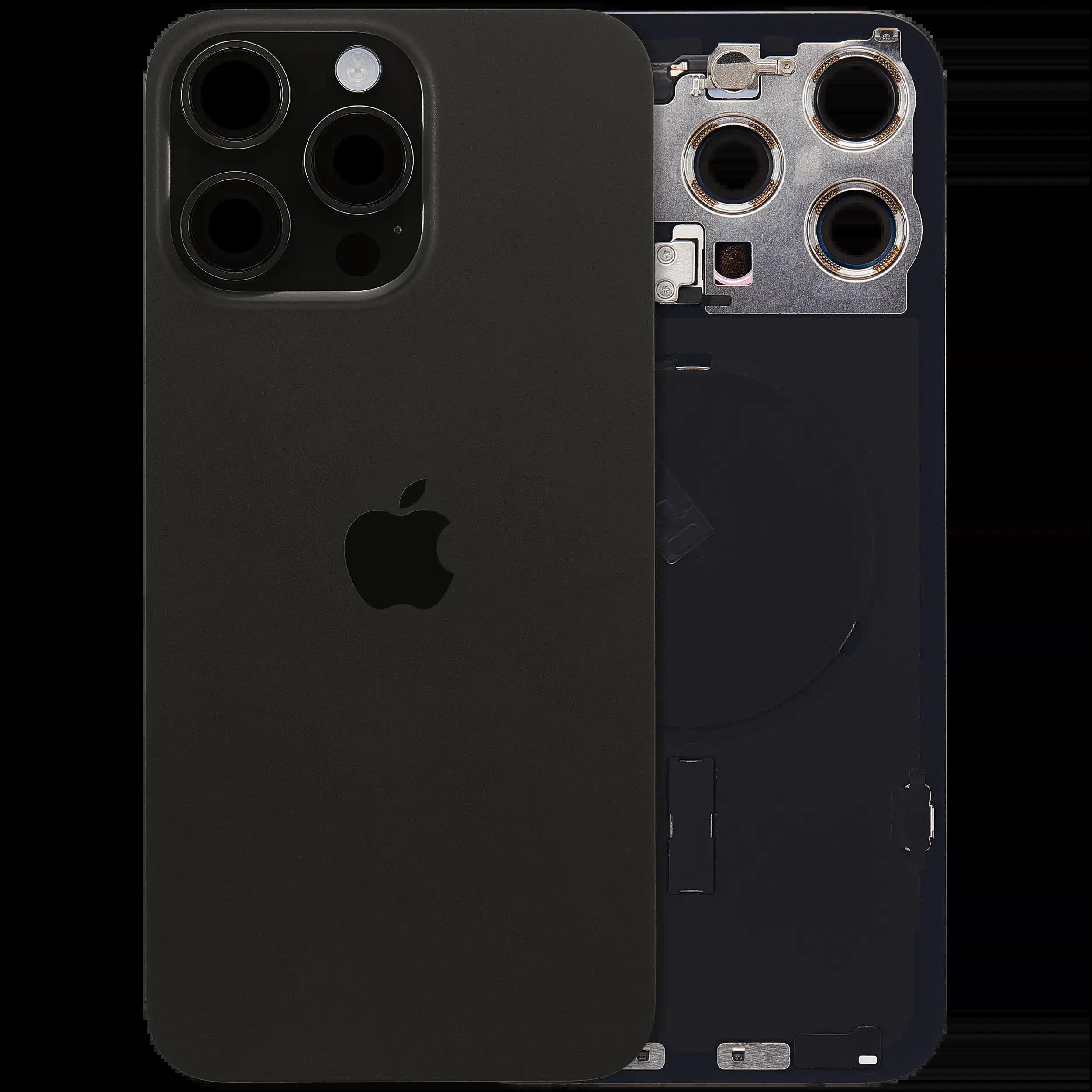 Rückglas mit MagSafe Magnet & NFC & Taschenlampen-Flexkabel für IPhone 15 Pro Max (Original) (Black Titanium)